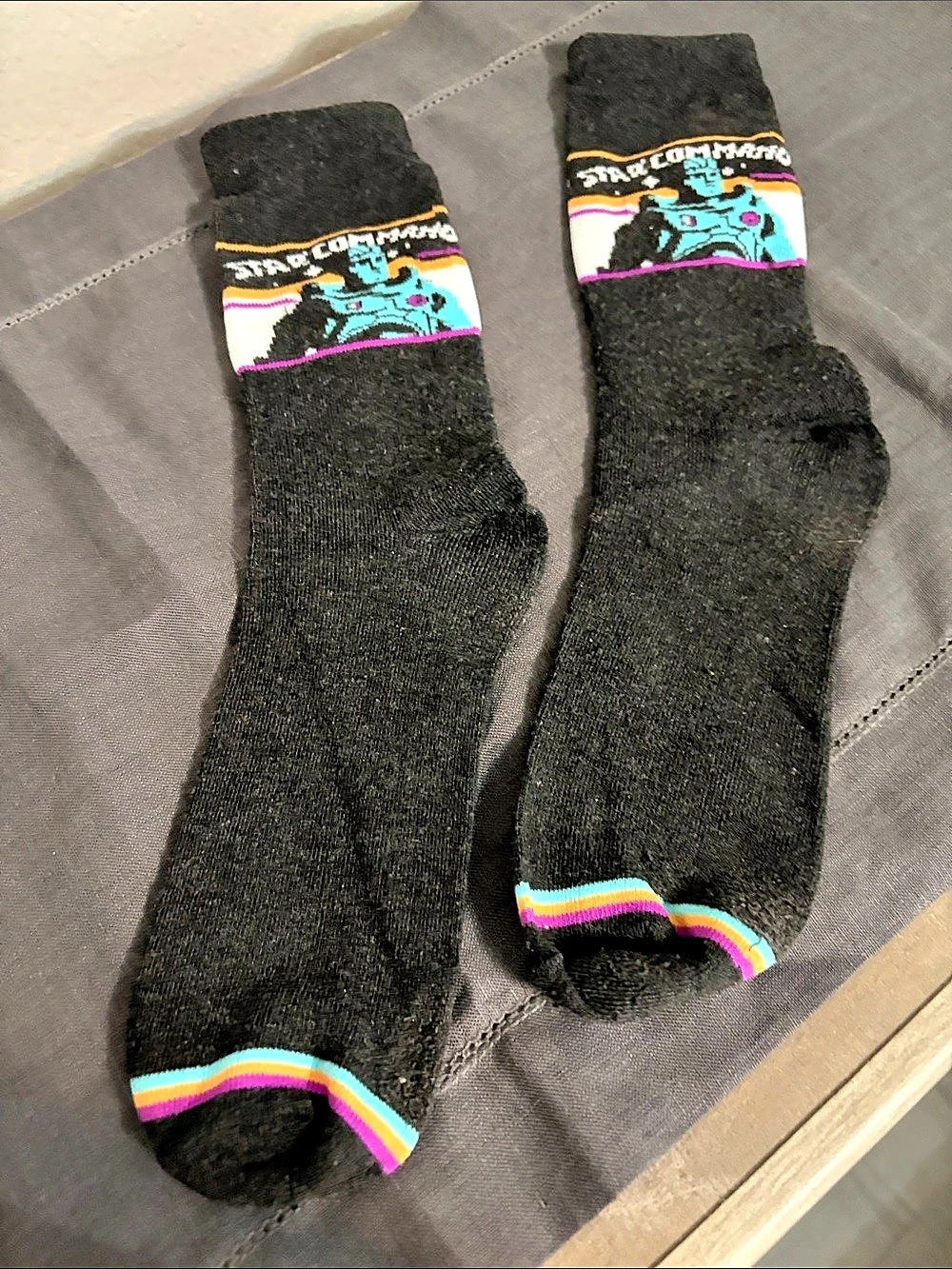 Stray Cats Black Rainbow Trim Socks